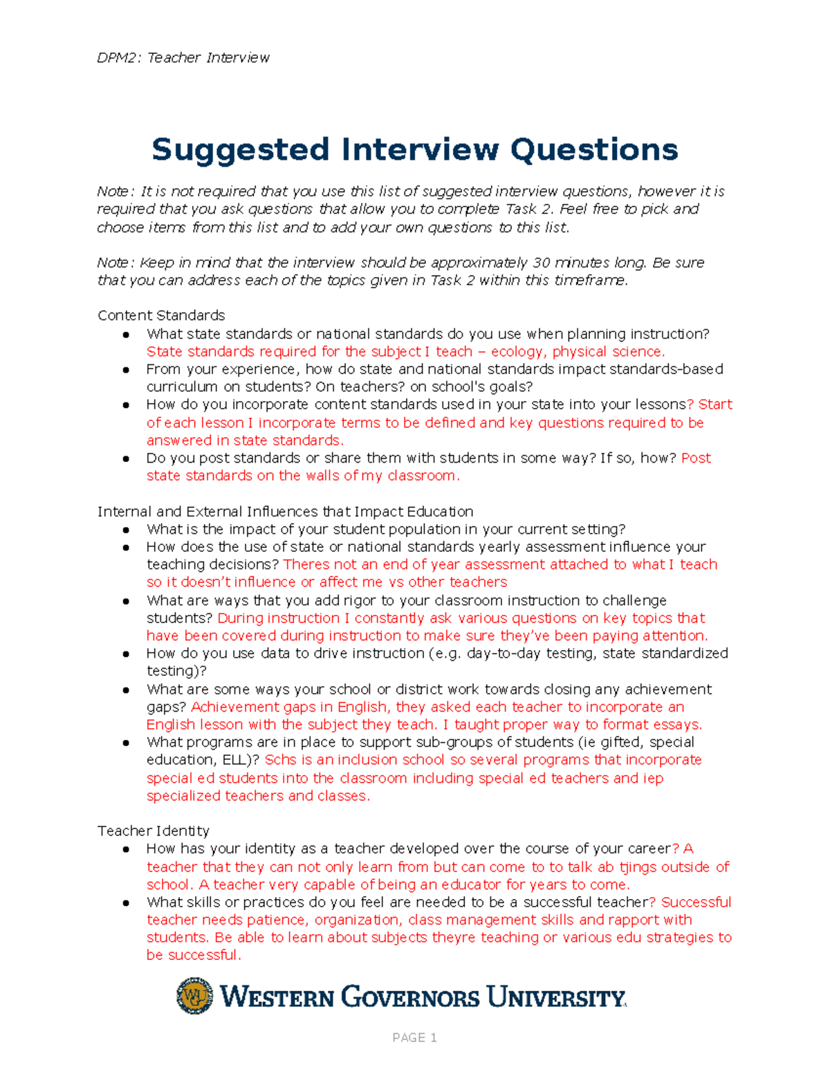 Suggested Interview Questions and answers - DPM2: Teacher Interview ...