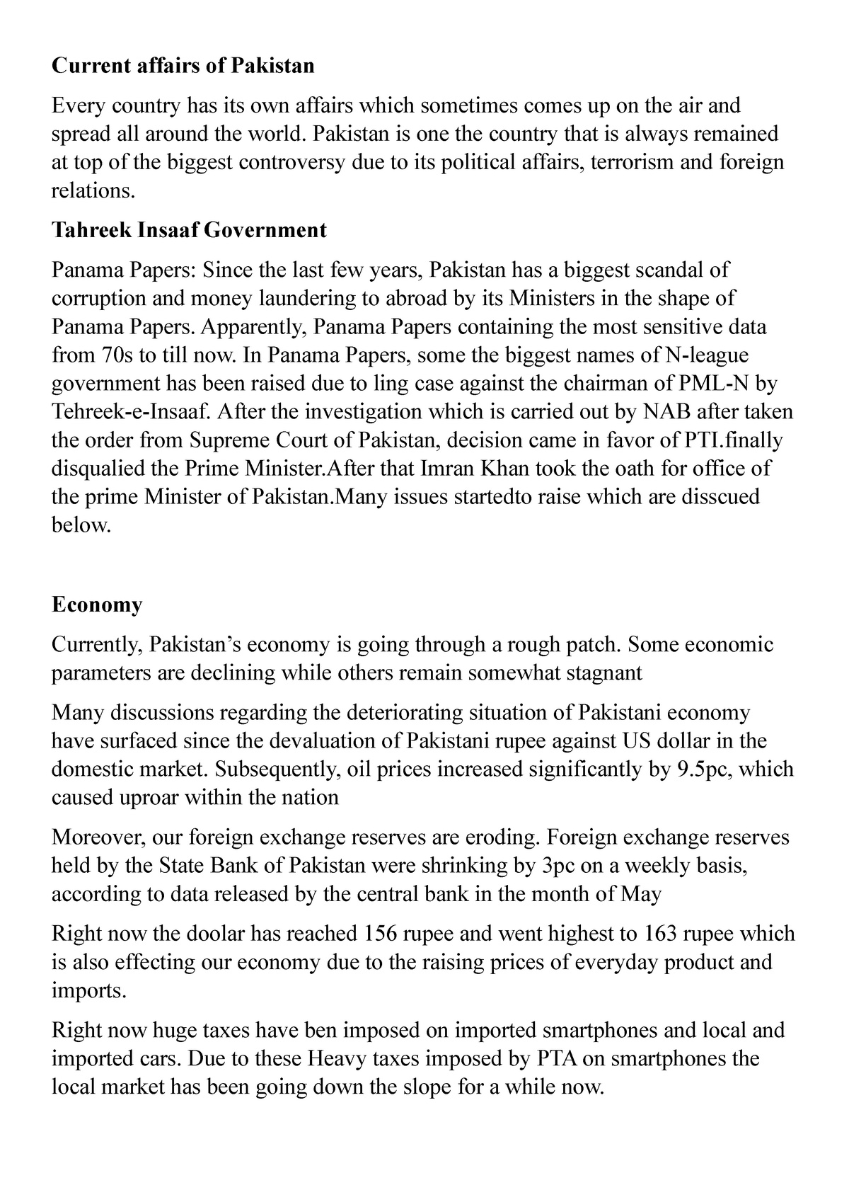presentation topics on current affairs of pakistan
