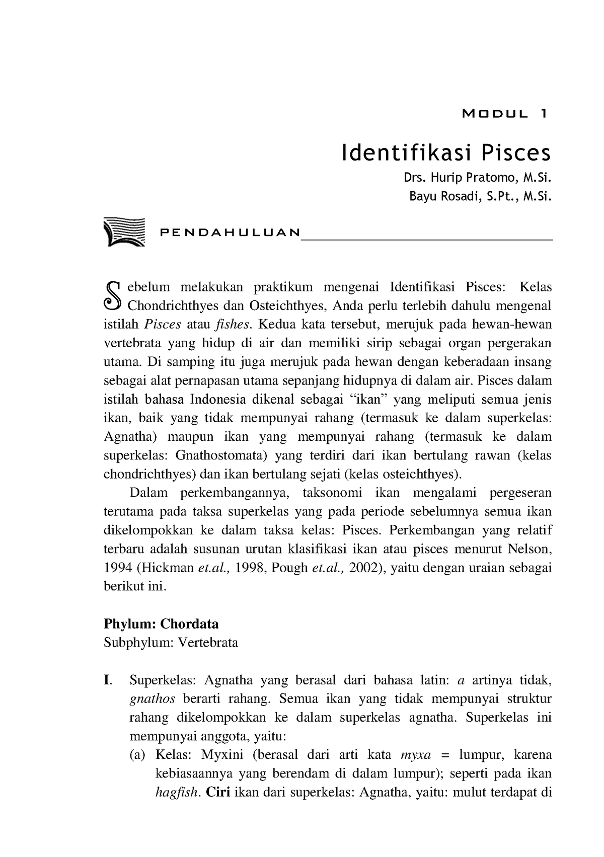 Indentifikasi Pisces.BIOL4451-M1 - Modul 1 Identifikasi Pisces Drs ...