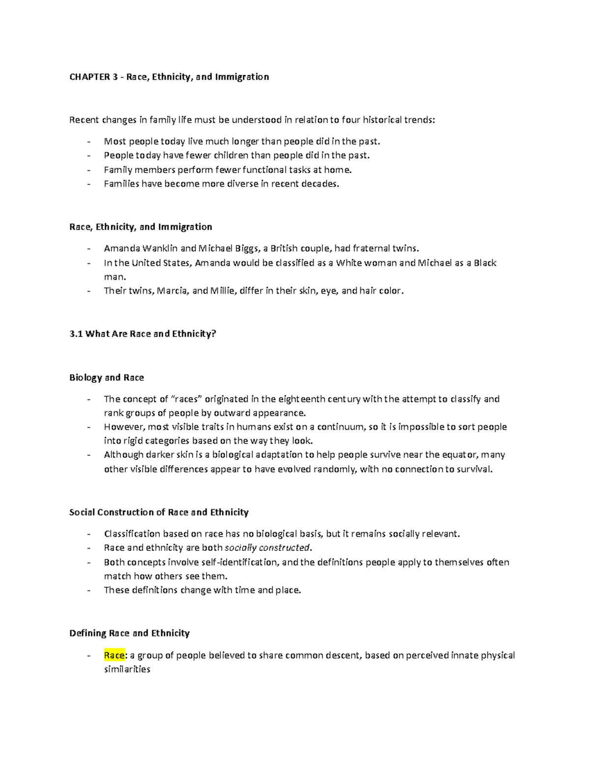 What are race and ethnicity - CHAPTER 3 - Race, Ethnicity, and ...