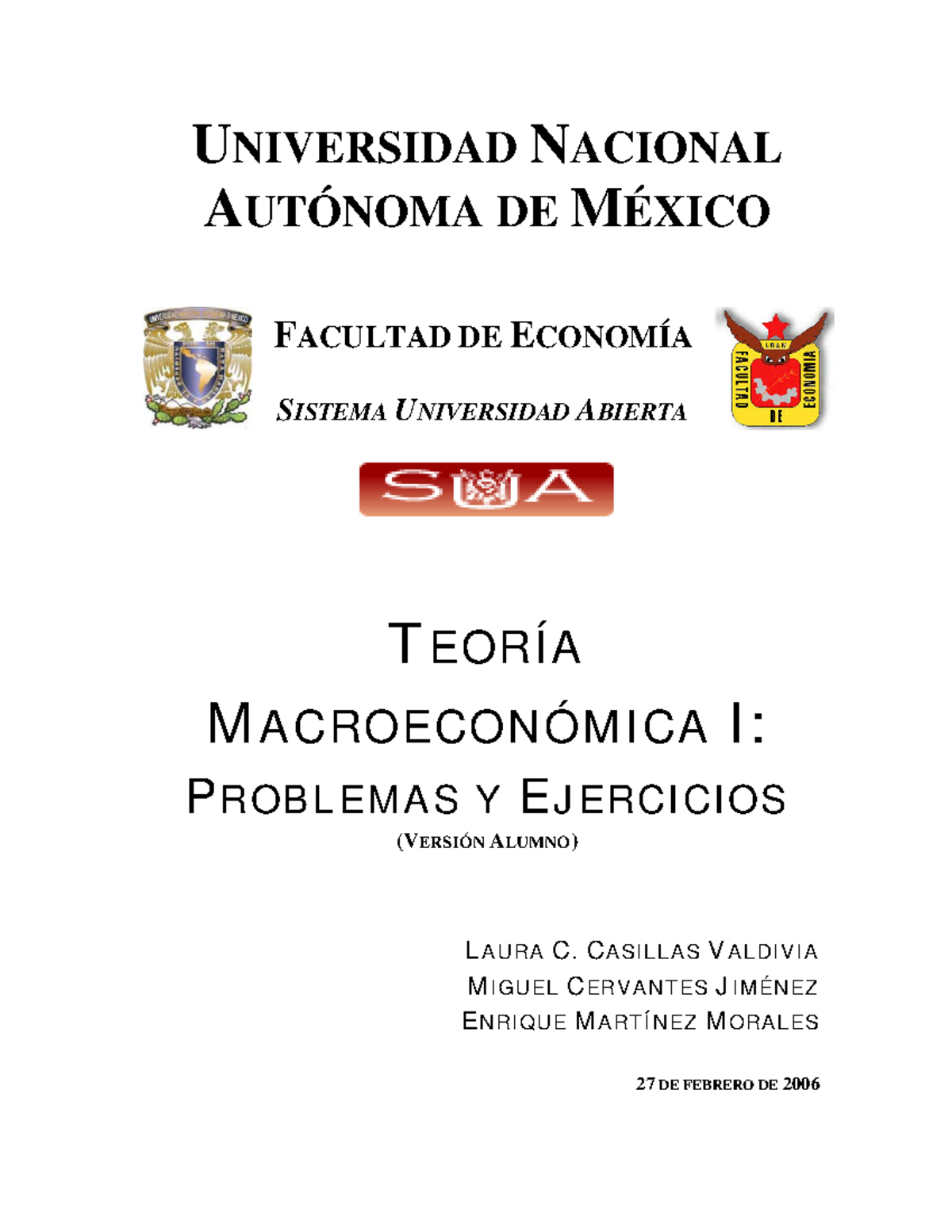 Teoria Macroeconomica I Problemas Y EJER - TEORÍA MACROECONÓMICA I ...