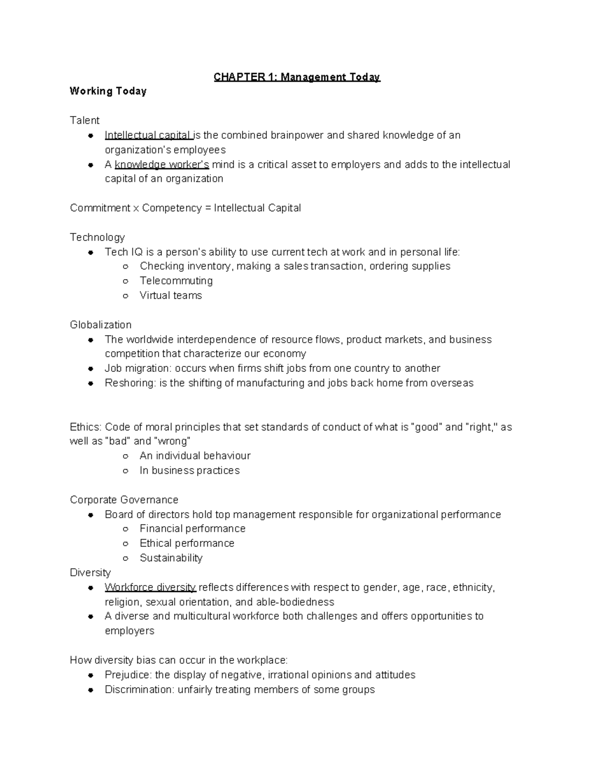 (week 1) - Lecture notes 1 - CHAPTER 1: Management Today Working Today ...