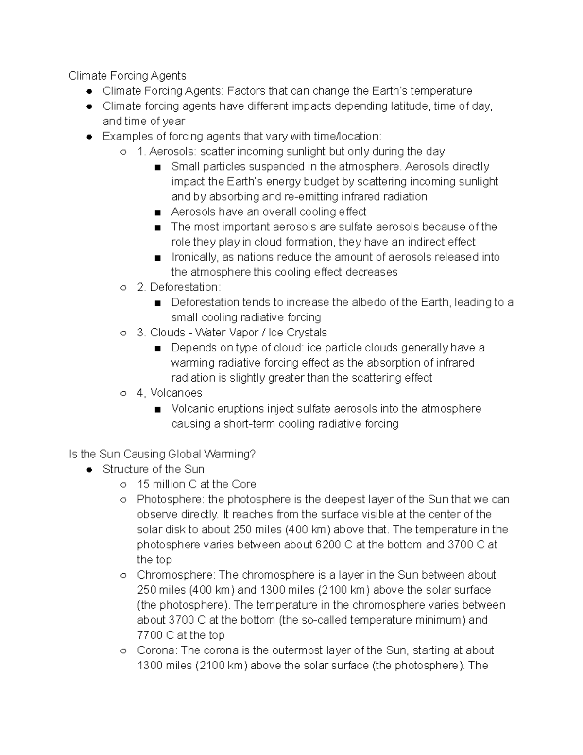 ENVS 224 Notes 2 - Climate Forcing Agents Climate Forcing Agents ...