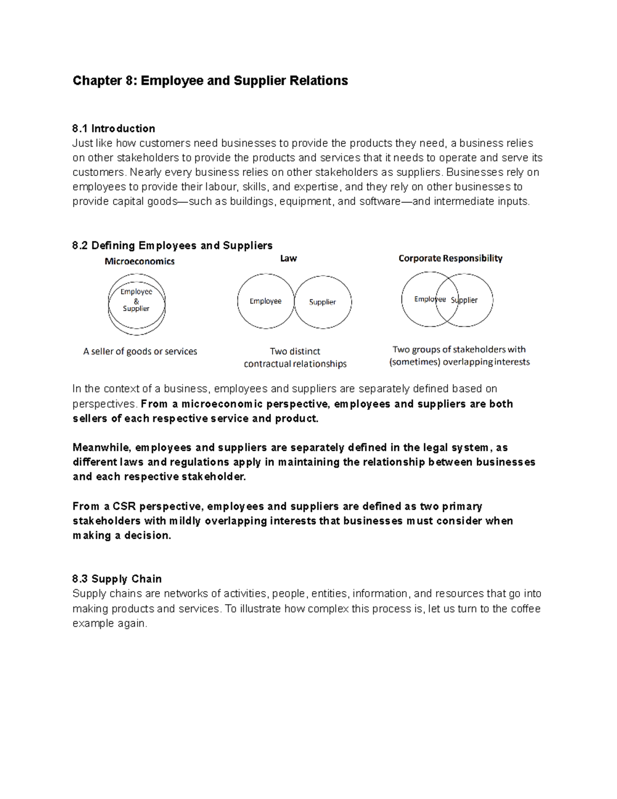 1100 Week 8 Notes Studocu - Chapter 8: Employee and Supplier Relations ...