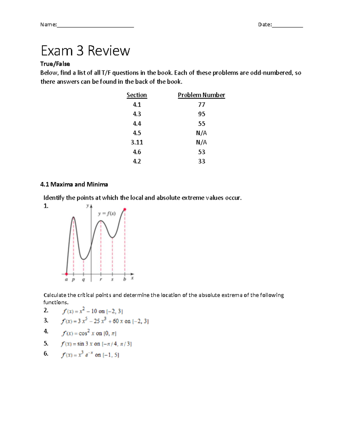 Exam 3 Review - Notes - Warning: TT: Undefined Function: 32 Name