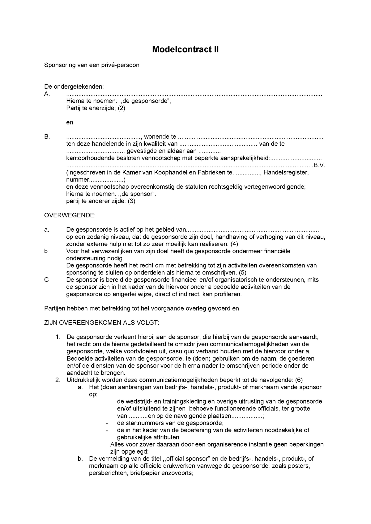 assignment contract nederlands