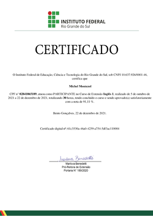 curso de inglês - Instituto Federal do Rio Grande do Sul