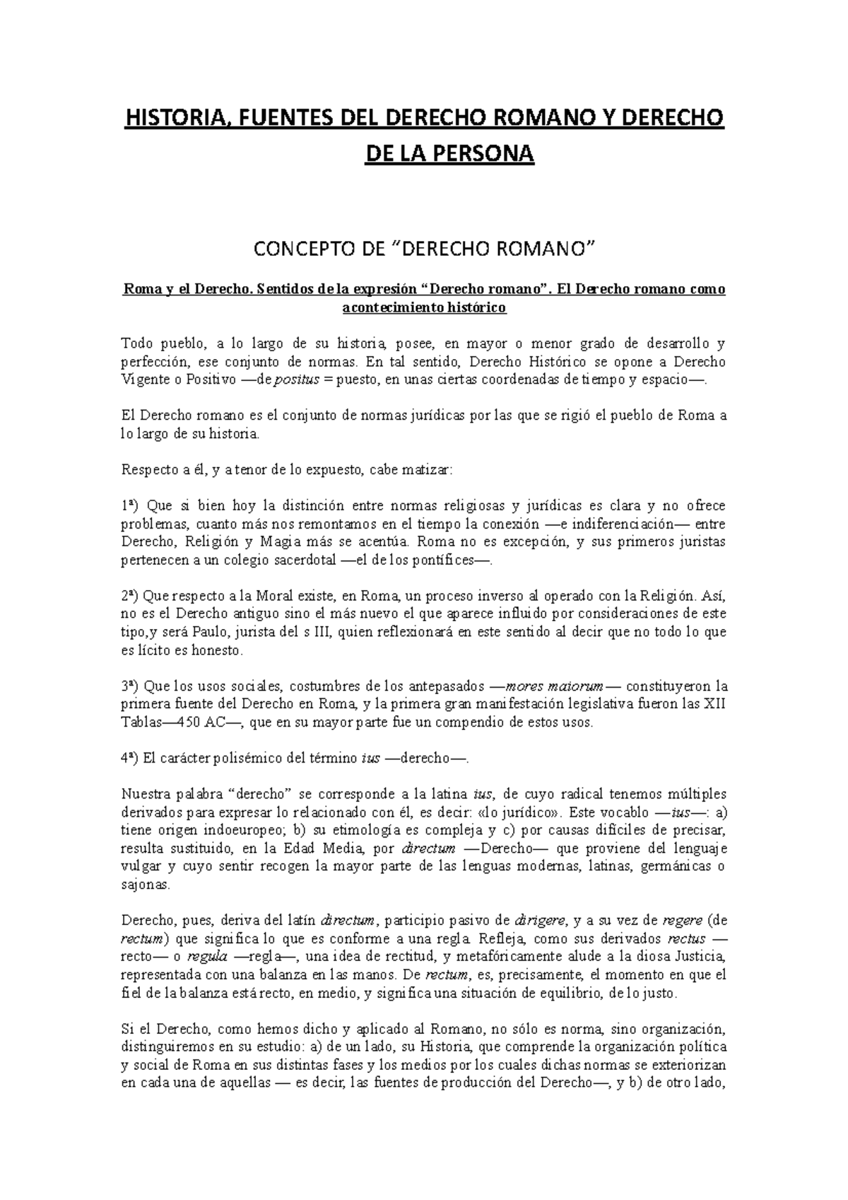 Romano Completo - HISTORIA, FUENTES DEL DERECHO ROMANO Y DERECHO DE LA ...