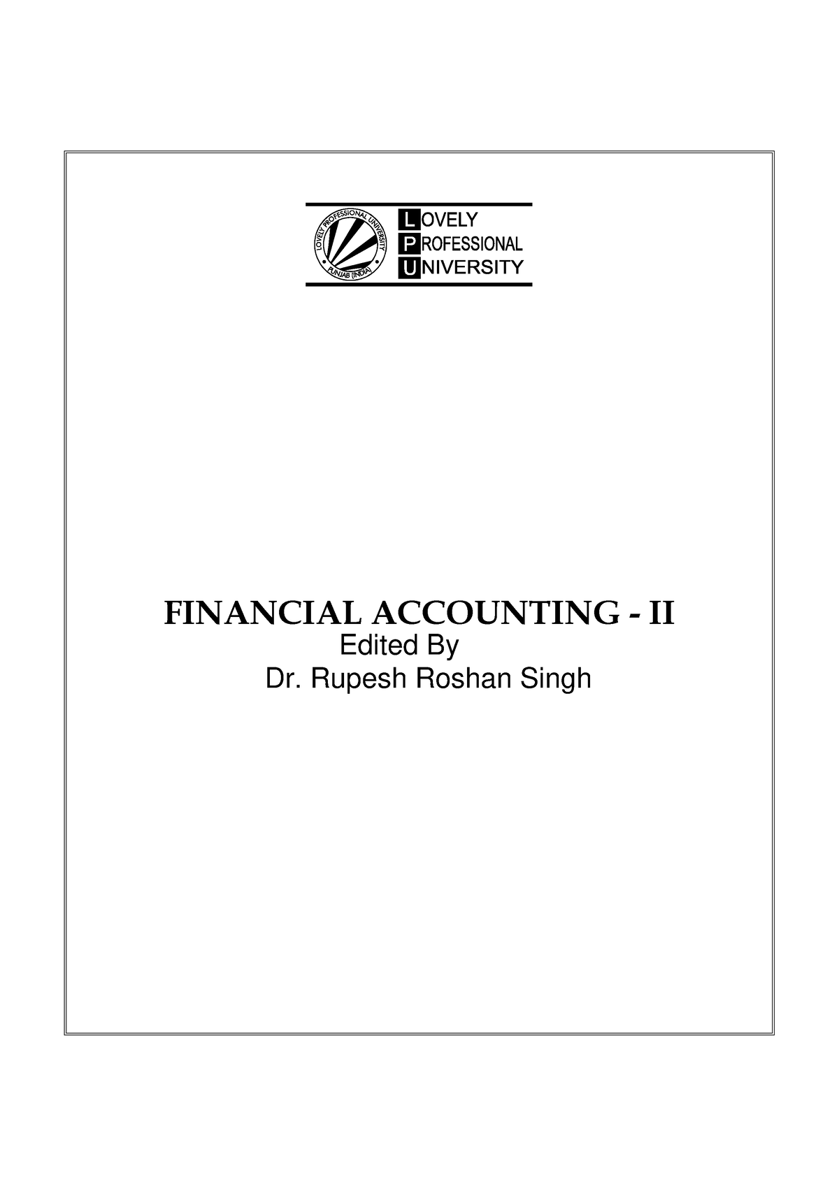 Financial Accounting II - FINANCIAL ACCOUNTING - II Edited By Dr ...