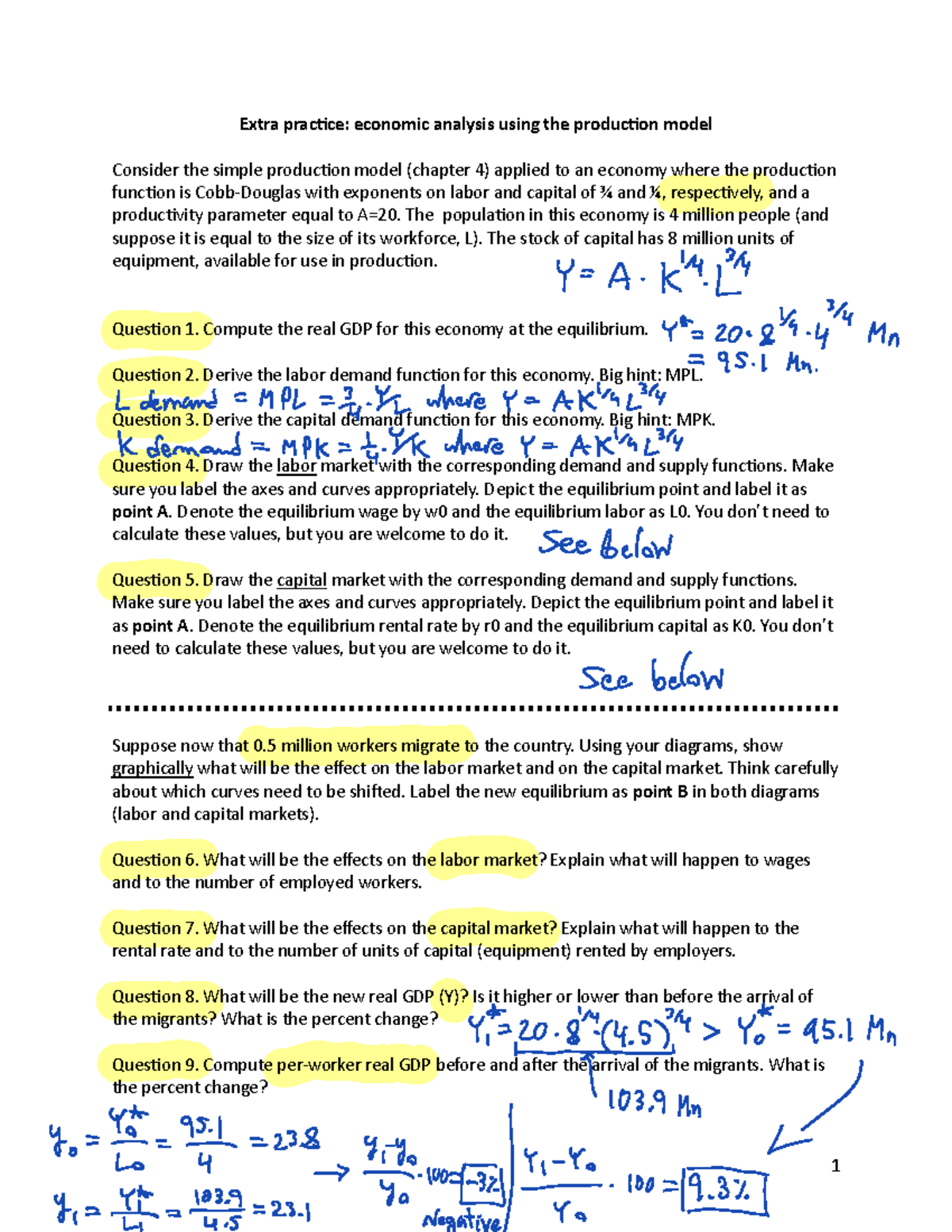 ECON 201 2023 - ch4 extra practicesolutions FO - 1 Extra prac)ce ...