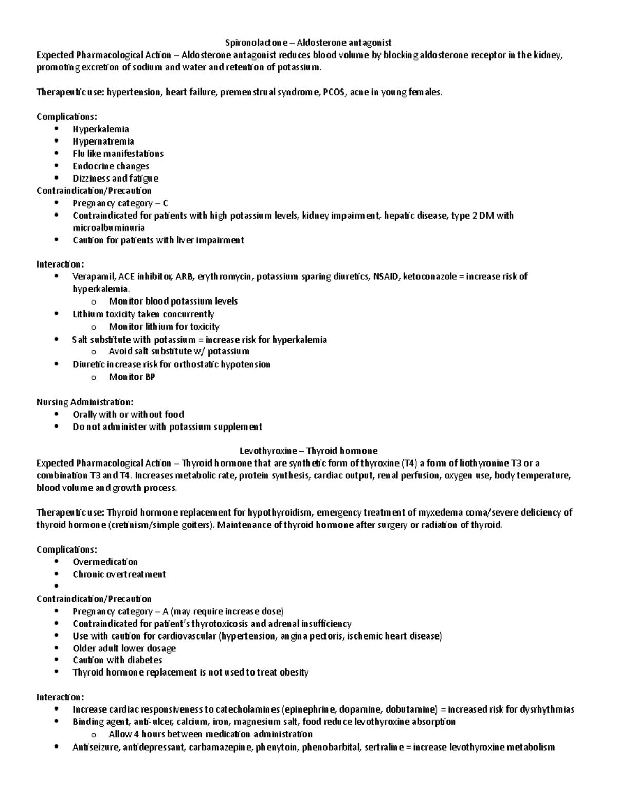 ATI Pharm term - Spironolactone – Aldosterone antagonist Expected ...