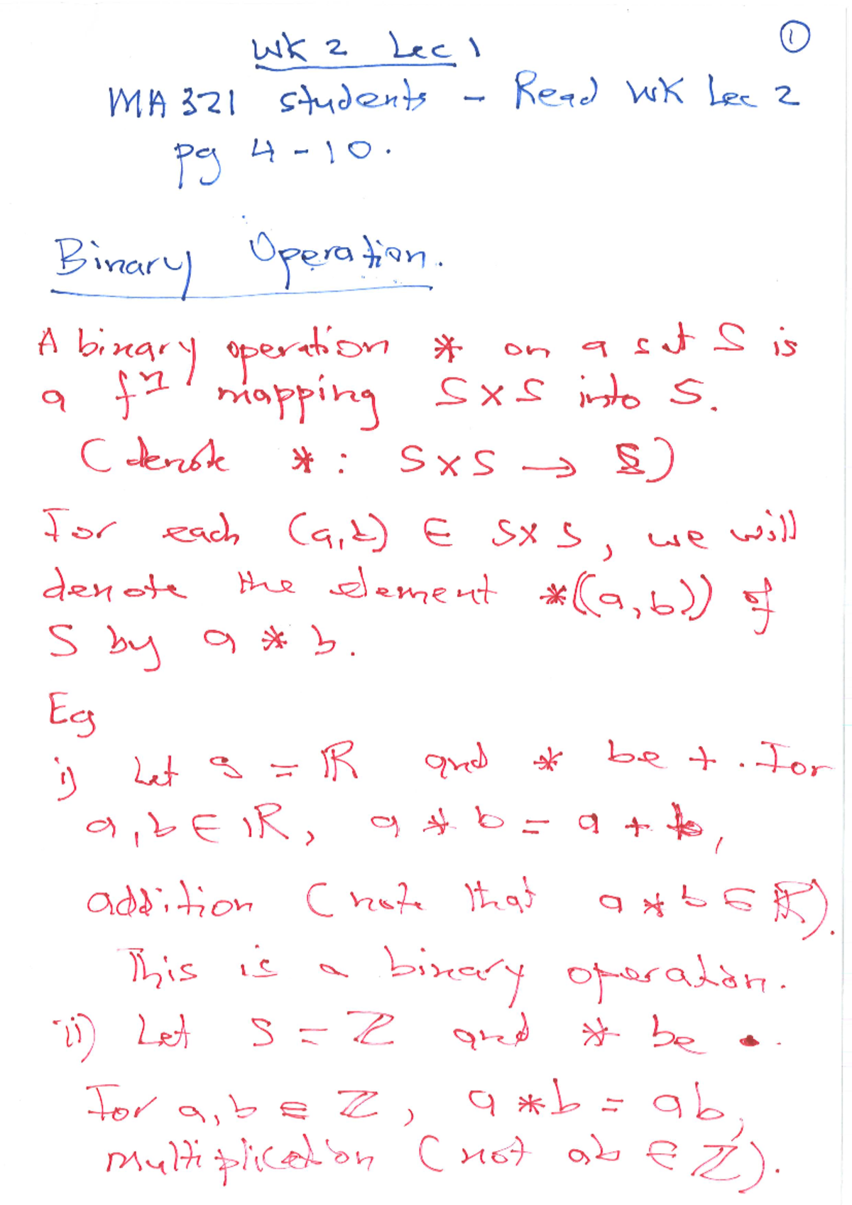 MA321 wk2 lec1 - lecture notes - wk 2 Lec 1 1 MA 321 students Read WK ...