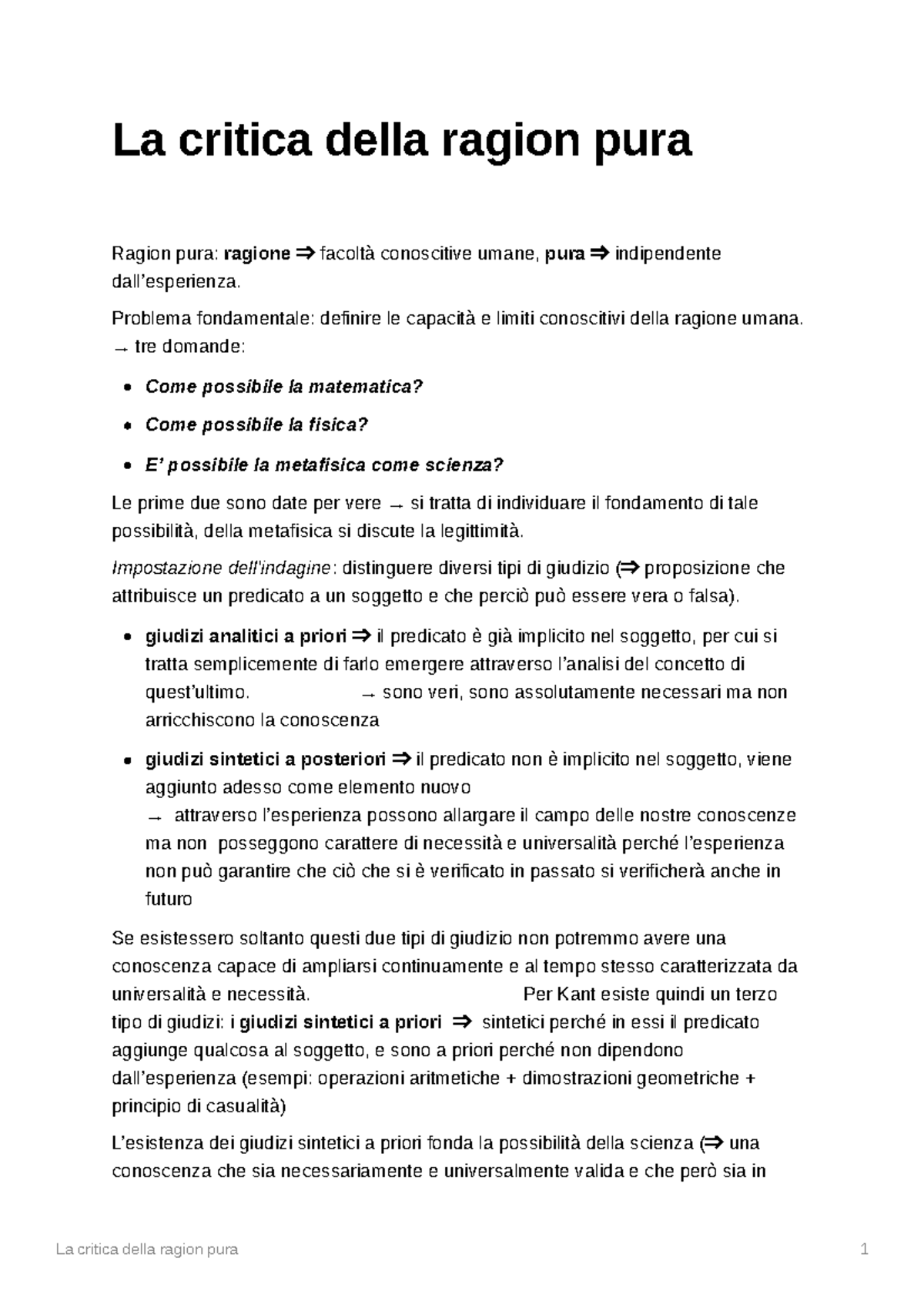 La critica della ragion pura - La critica della ragion pura Ragion pura ...