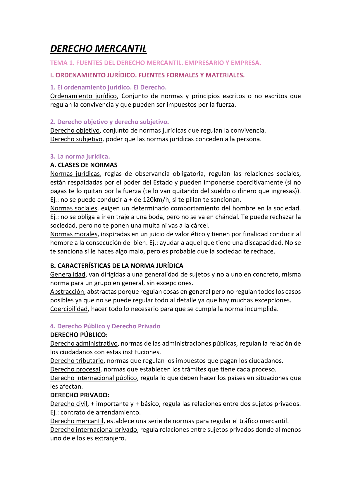 Apuntes Mercantil Derecho Mercantil Tema 1 Fuentes Del Derecho Mercantil Empresario Y 4016