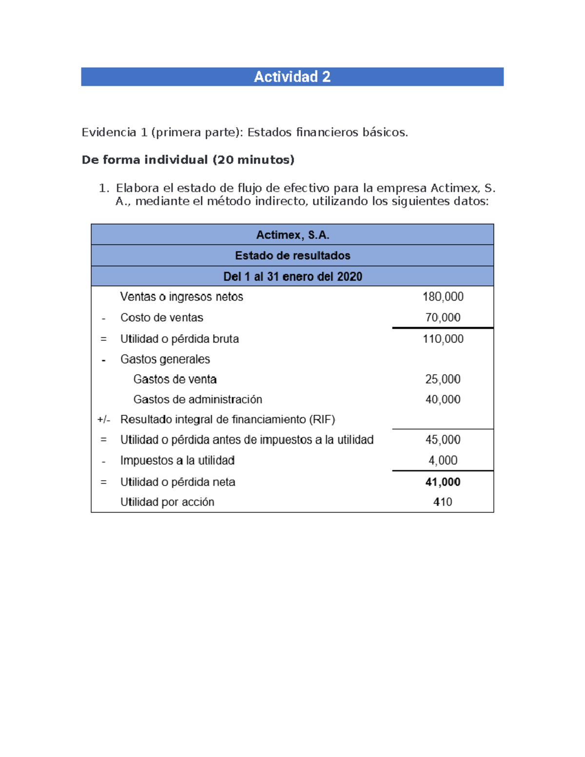 Actividad 2 Contabilidad y costos - Actividad 2 Evidencia 1 (primera ...