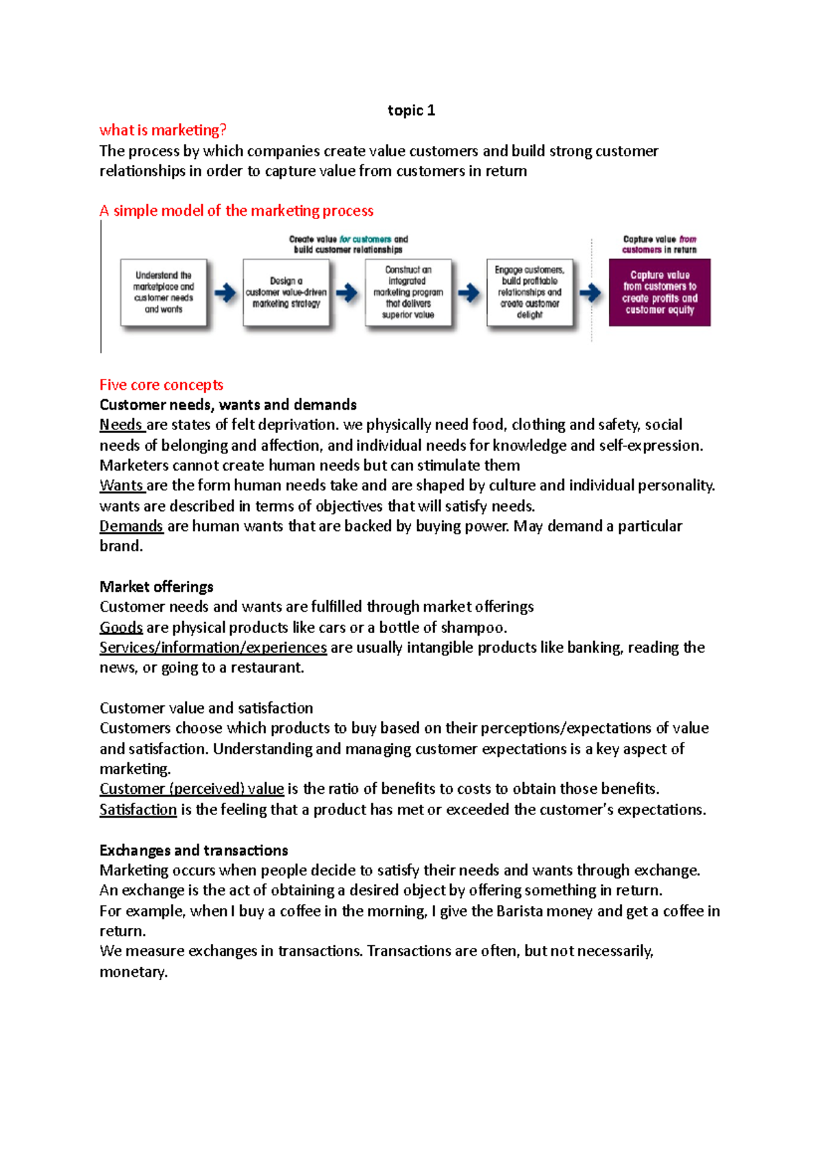 Topic 1 - topic 1 what is marketing? The process by which companies ...