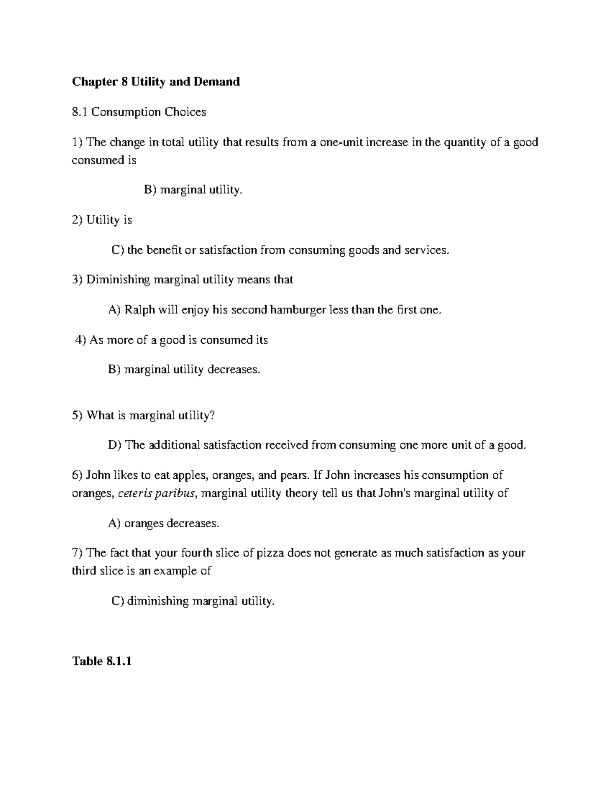 Chapter 8 Utility and Demand - Chapter 8 Utility and Demand 8 ...