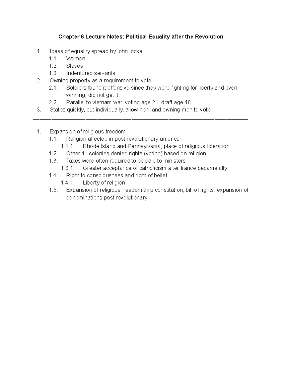 Chapter 6 Lecture Notes - Chapter 6 Lecture Notes: Political Equality ...