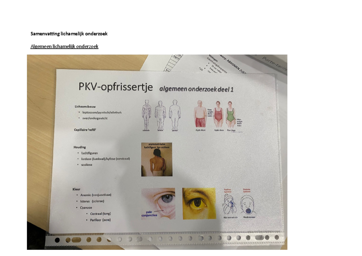 Lichamelijk Onderzoek Algemeen En Hoofd Hals - Samenvatting Lichamelijk ...