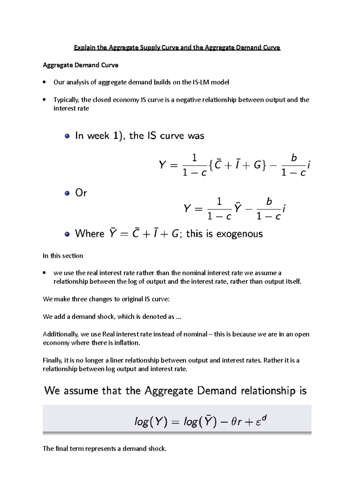 Qs 7 and 8 AS and AD - Qs 7 and 8 AS and AD - Explain the Aggregate ...