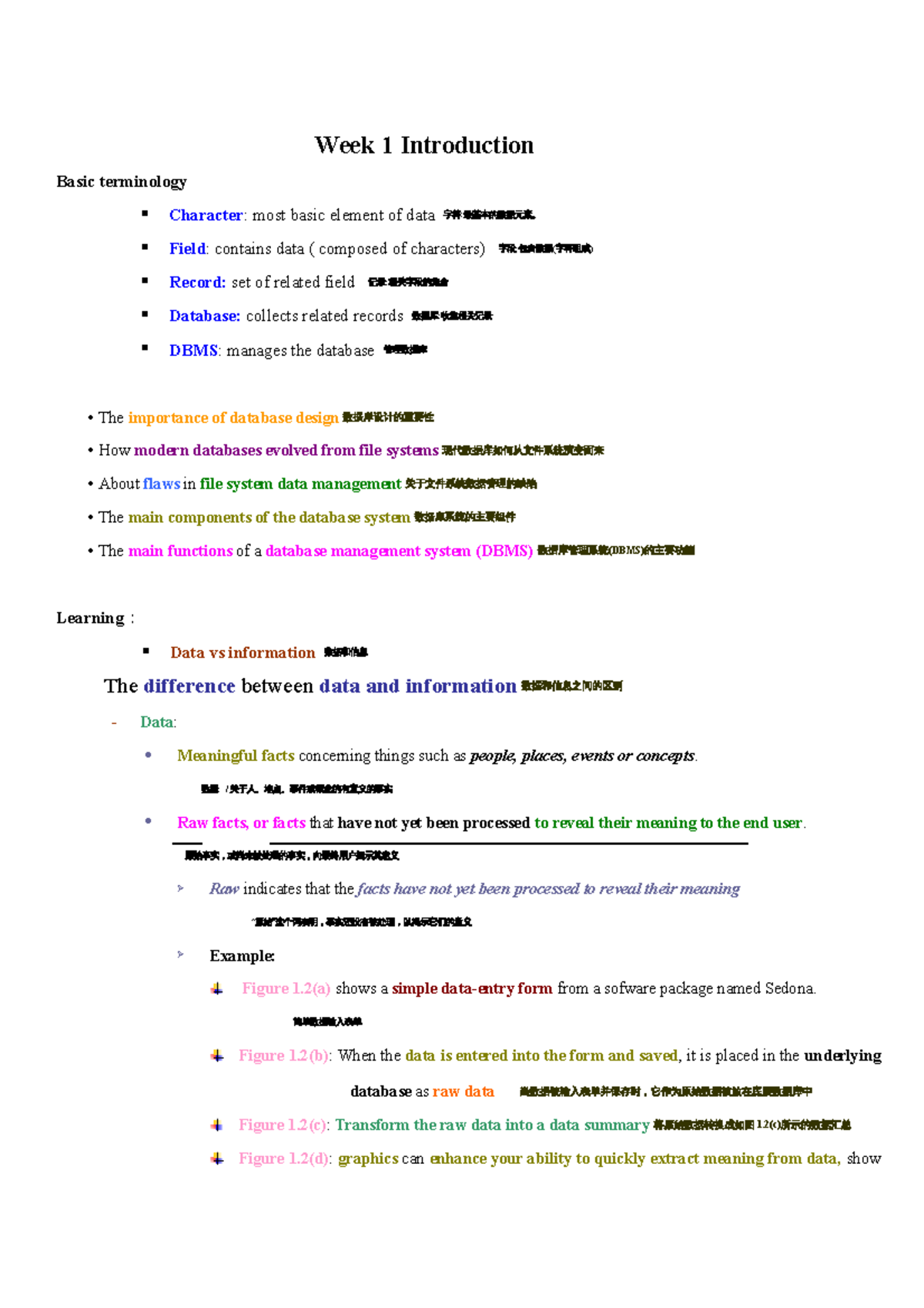 Lecture 1 Introduction - Week 1 Introduction Basic terminology ...