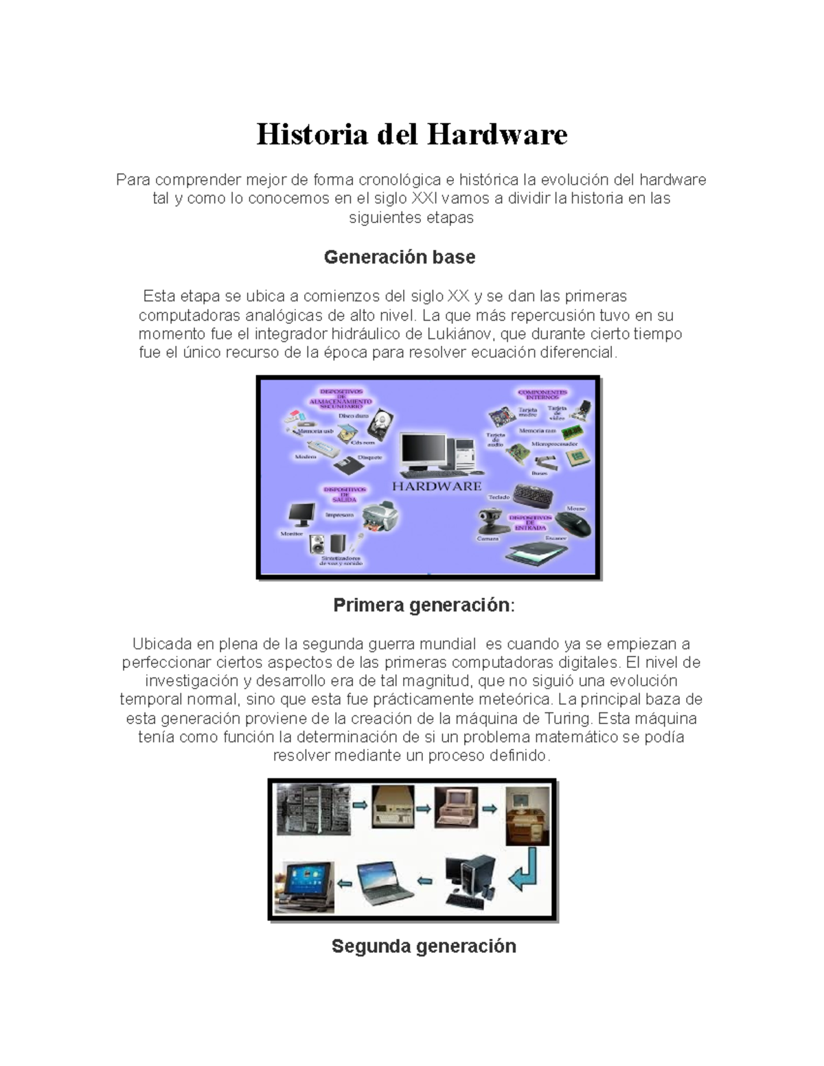 Historia del Hardware Historia del Hardware Para comprender mejor de