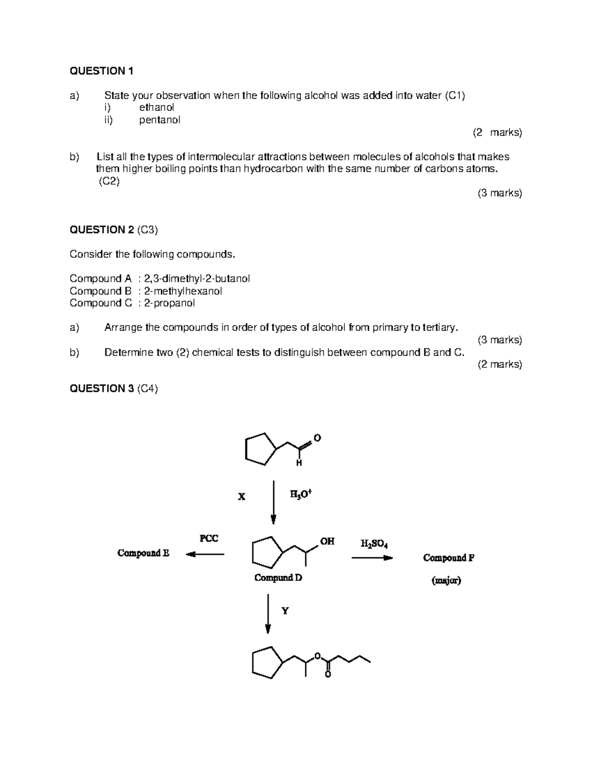 Chm301 Practice Material For Test 1 Question 1 A State Your