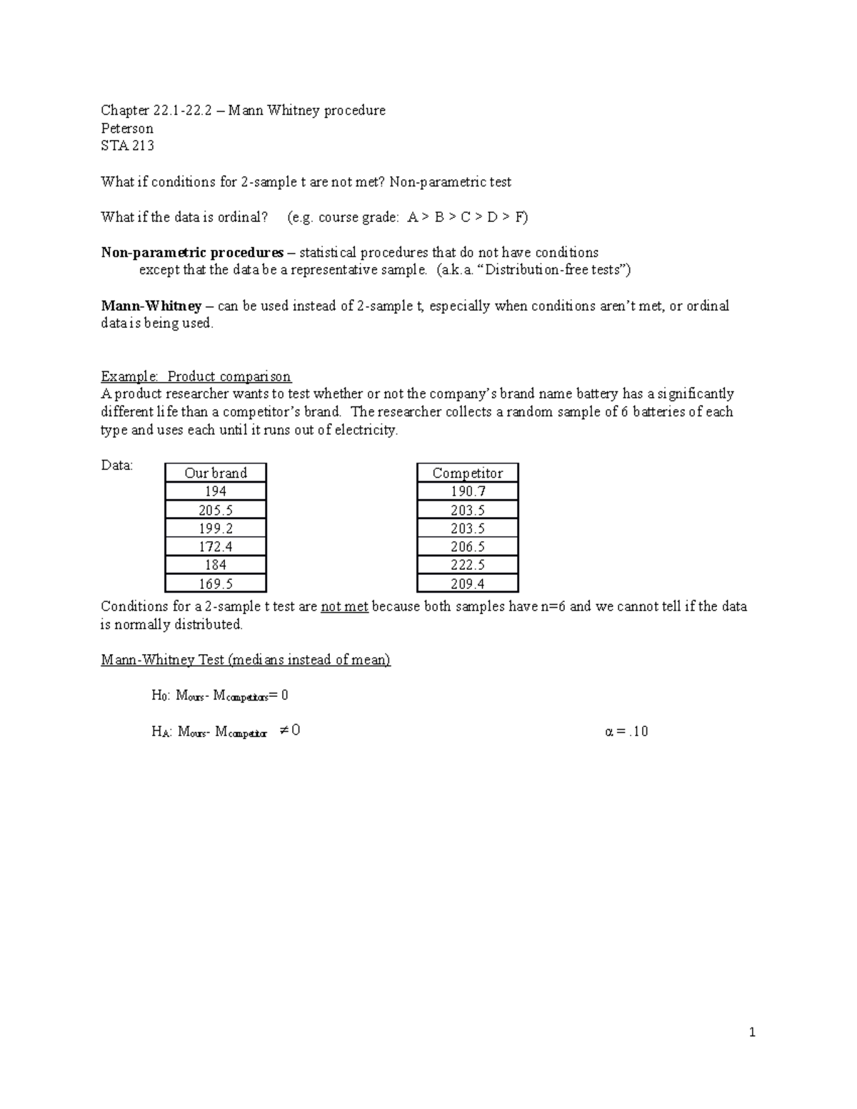 Mann Whitney - Nonparametric test - Chapter 22.1-22 – Mann Whitney ...