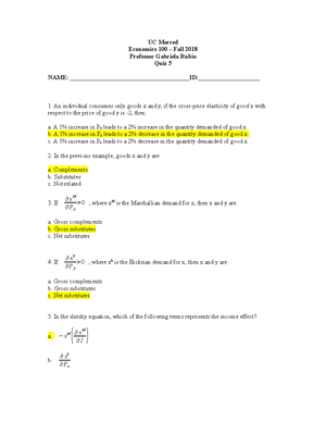 Econ100 Quiz7 Solutions - UC Merced Economics 100 Fall 2018 Quiz 7 NAME ...