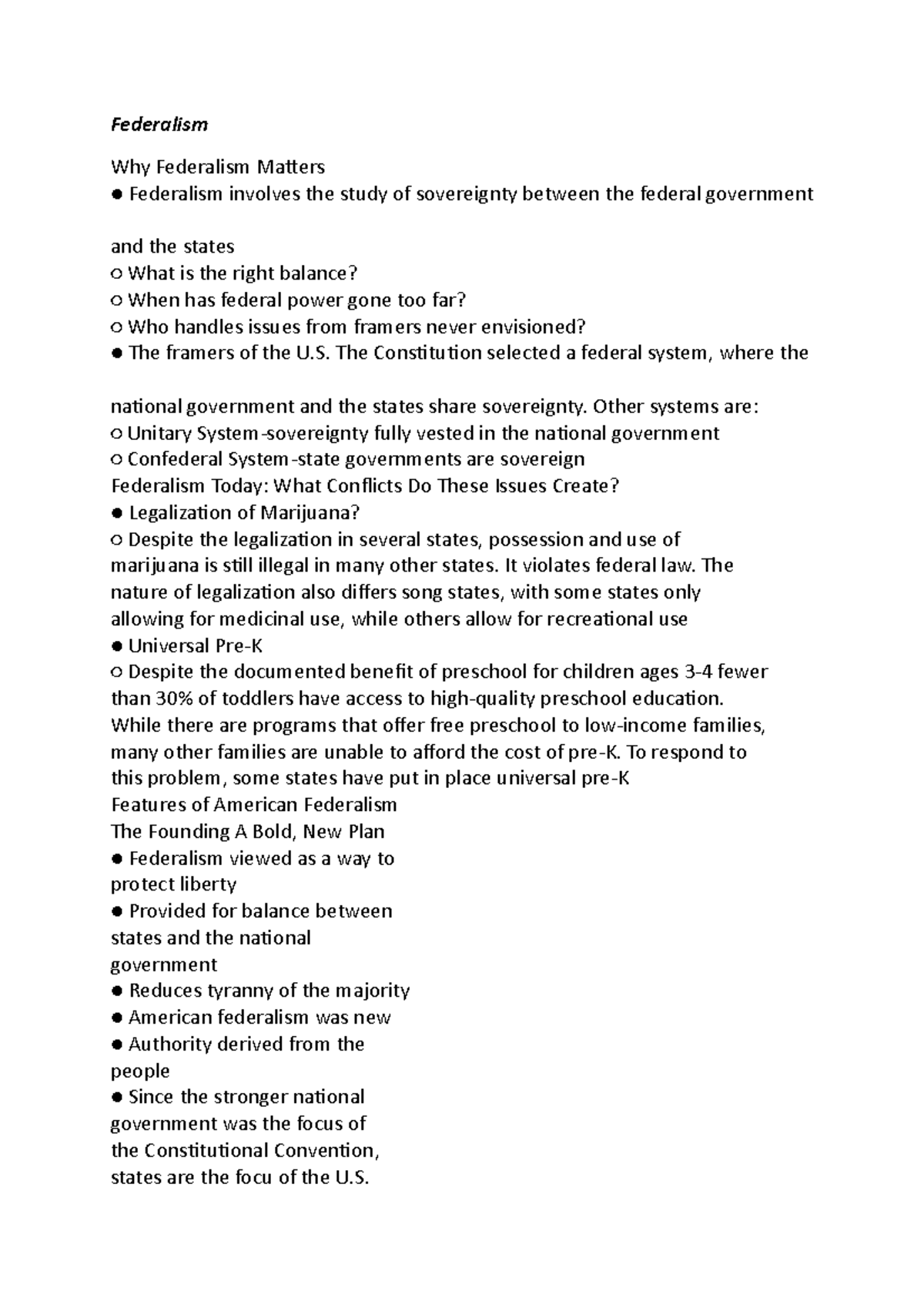 Chapter 3 Covers Federalism - Federalism Why Federalism Matters ...