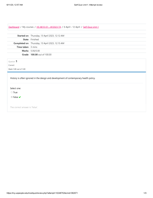 Self-Quiz Unit 1 Attempt review 4 - 6/11/23, 12:58 AM Self-Quiz Unit 1 ...