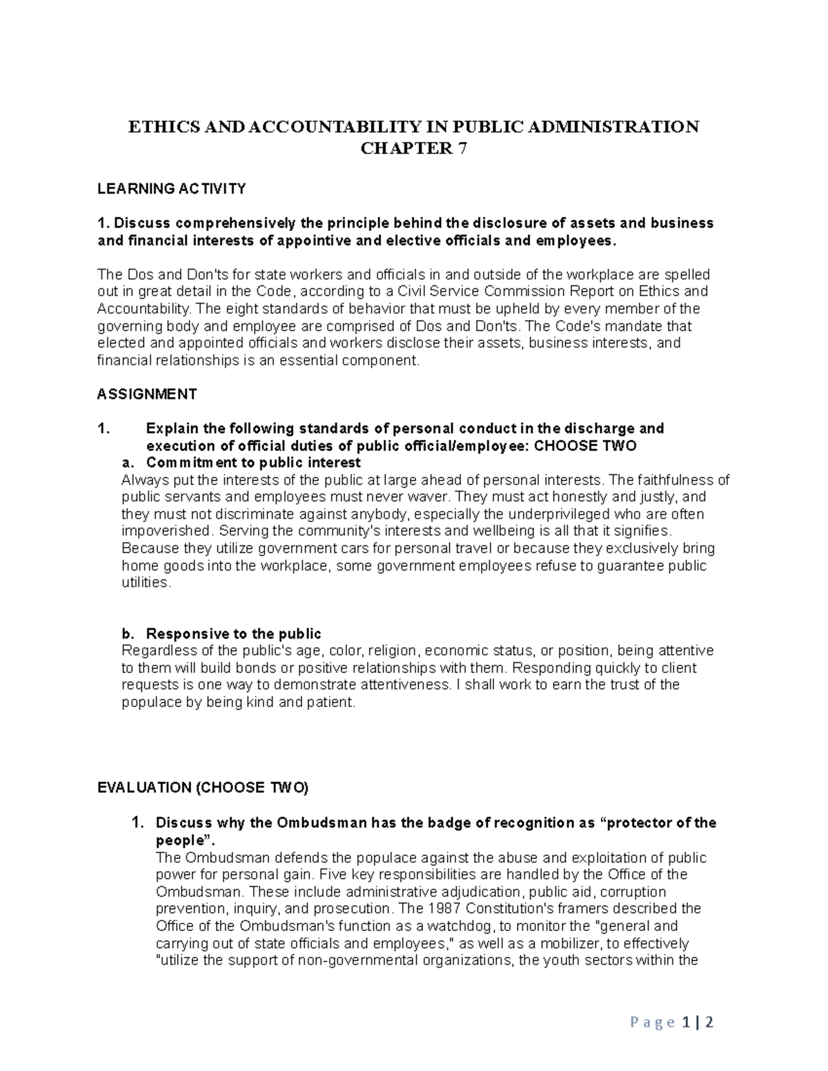 Ethics and Accountability 7 - ETHICS AND ACCOUNTABILITY IN PUBLIC ...