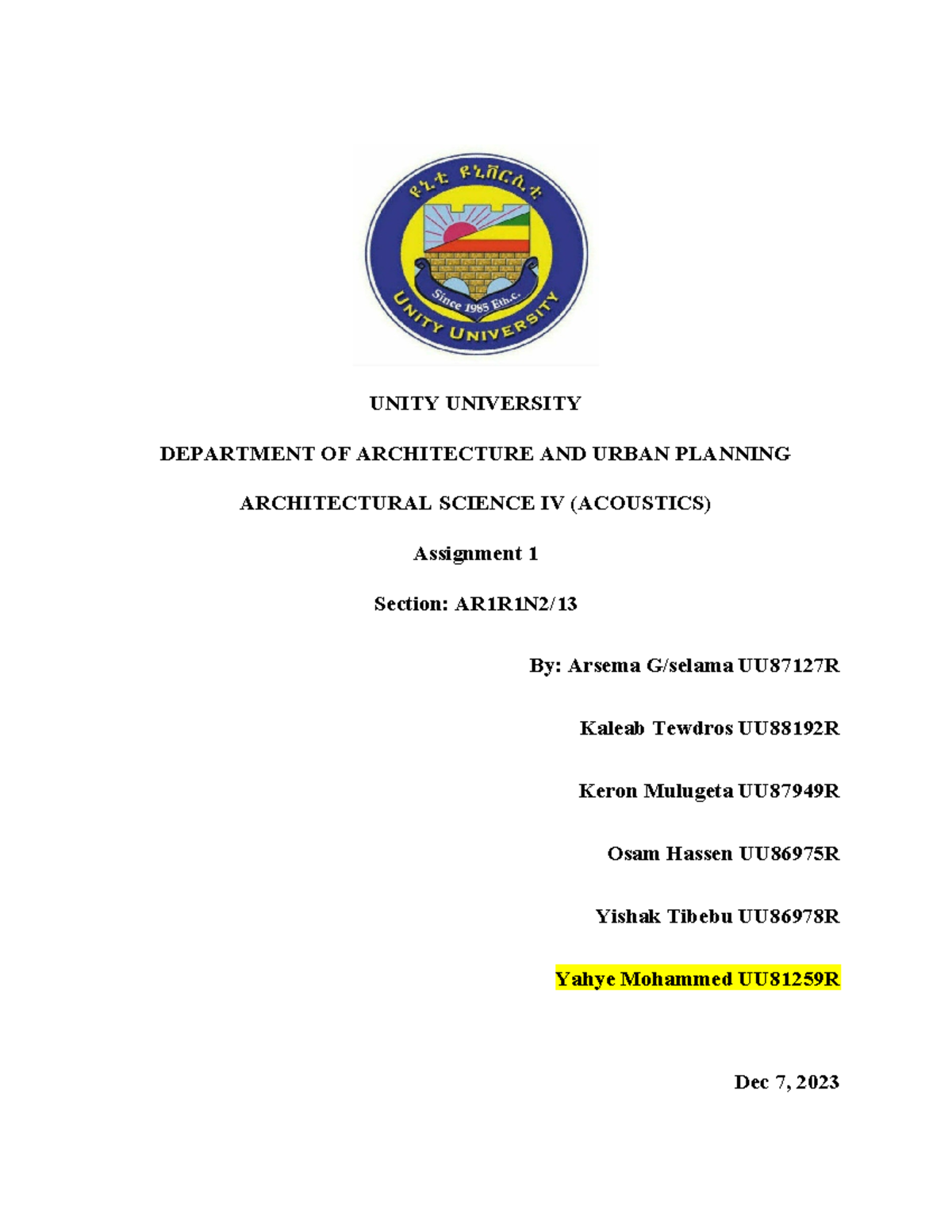 Economics - UNITY UNIVERSITY DEPARTMENT OF ARCHITECTURE AND URBAN ...