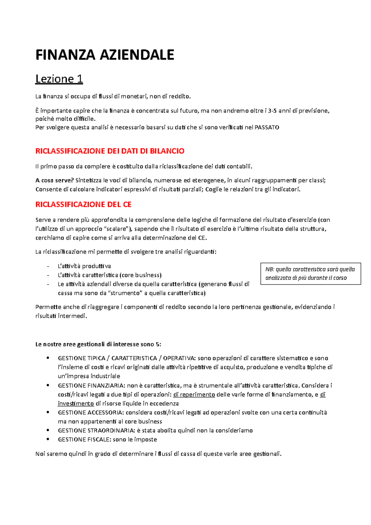 Finanza Aziendale - FINANZA AZIENDALE Lezione 1 La finanza si occupa di ...
