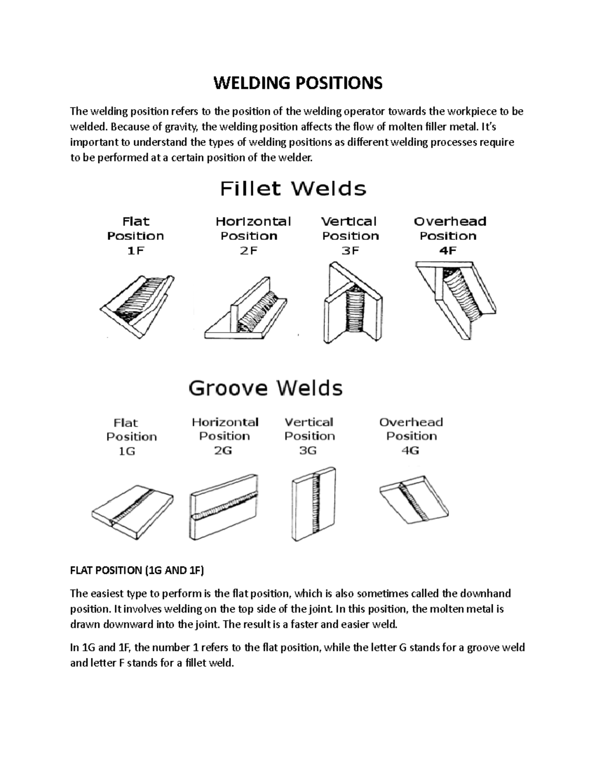 Lesson 3. Welding Positions - WELDING POSITIONS The welding position ...