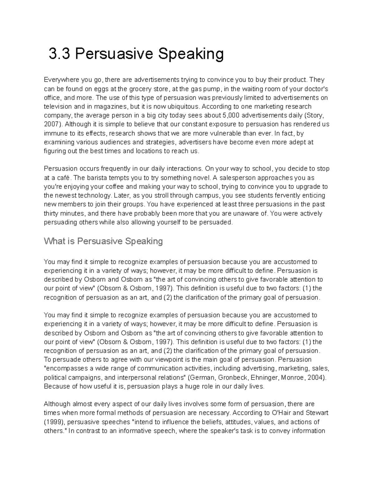 Persuasive Speaking and its Impact on Daily Life - Studocu