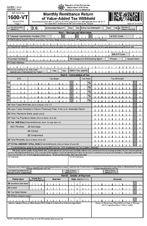 Bureau of Internal Revenue Form 1800 - For BIR Use Only: BCS/ Item ...