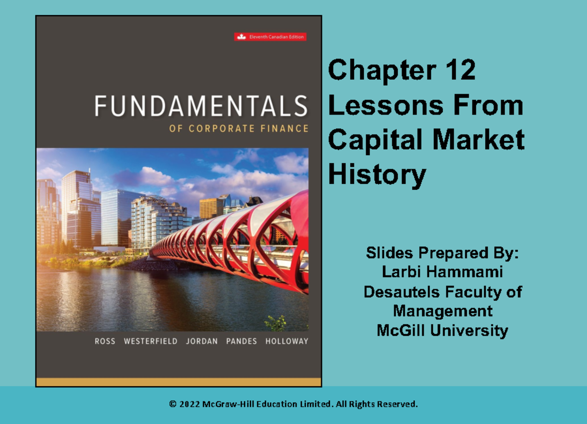 Ross FCF 11Ce Ch12 - lecture notes - Chapter 12 Lessons From Capital ...