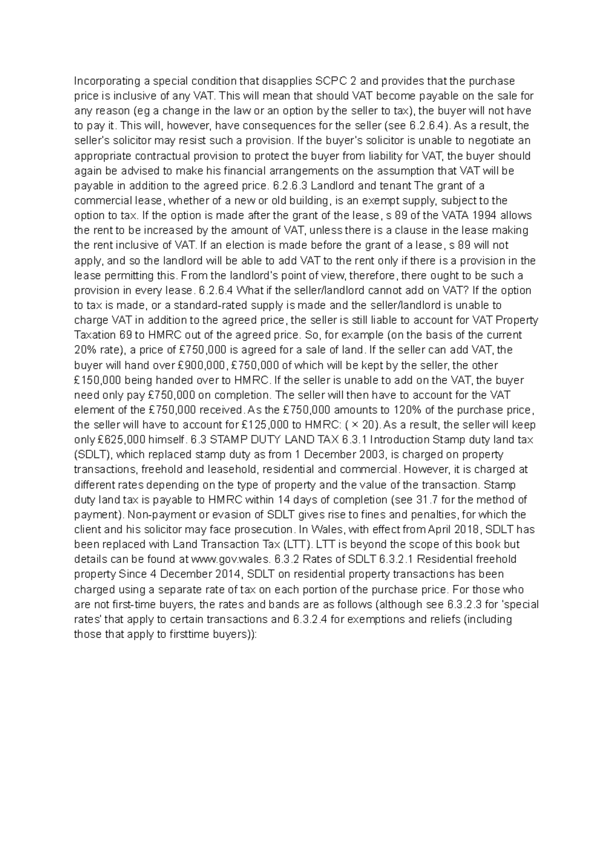 Chapter 5 Real Estate Incorporating a special condition that