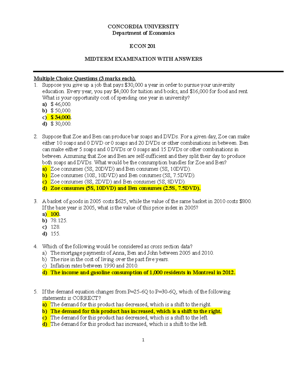 201-sample-midterm 2 - Grade: A - CONCORDIA UNIVERSITY Department of ...