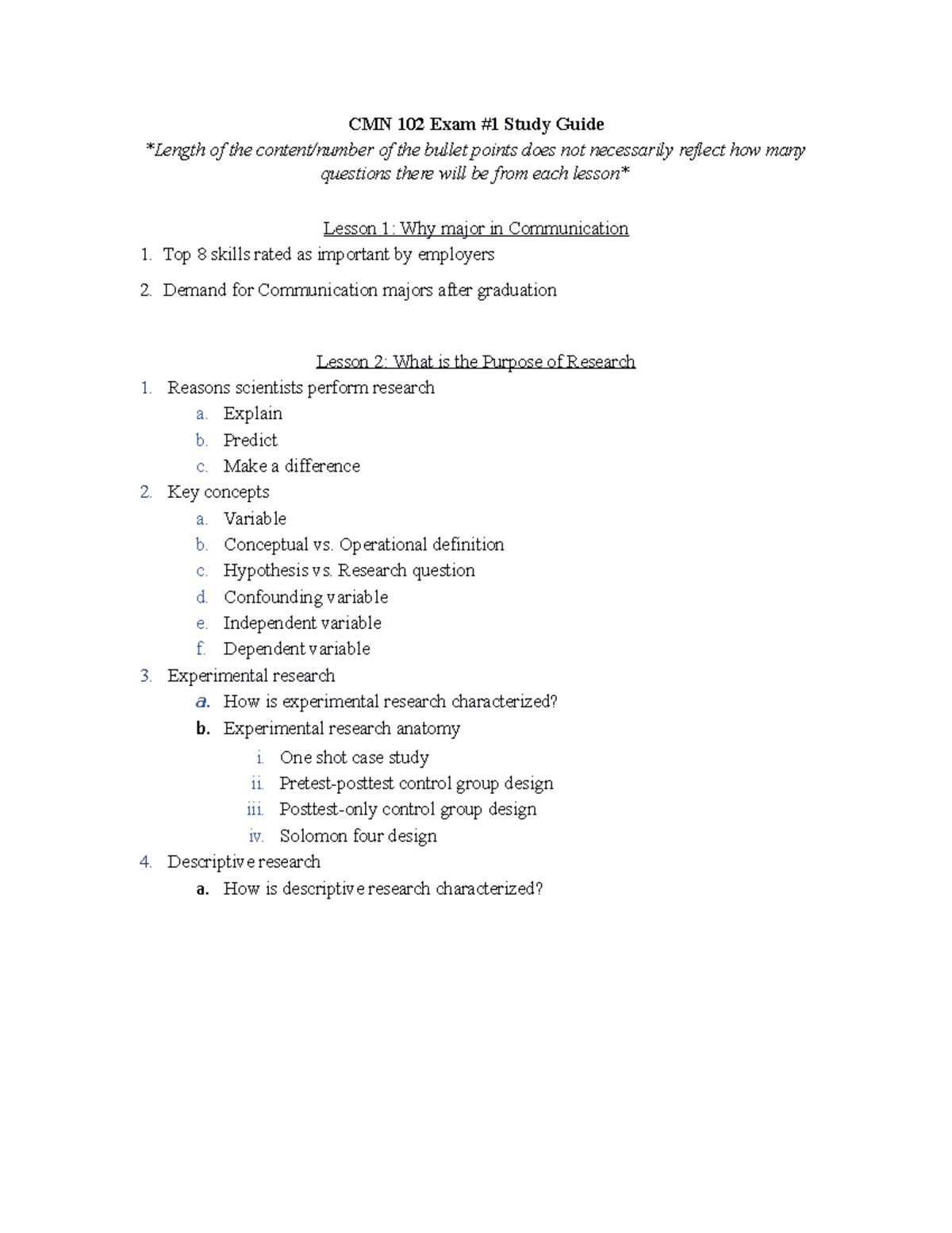 CMN 102 Exam 1 Study Guide - CMN 102 Exam Study Guide of the of the ...