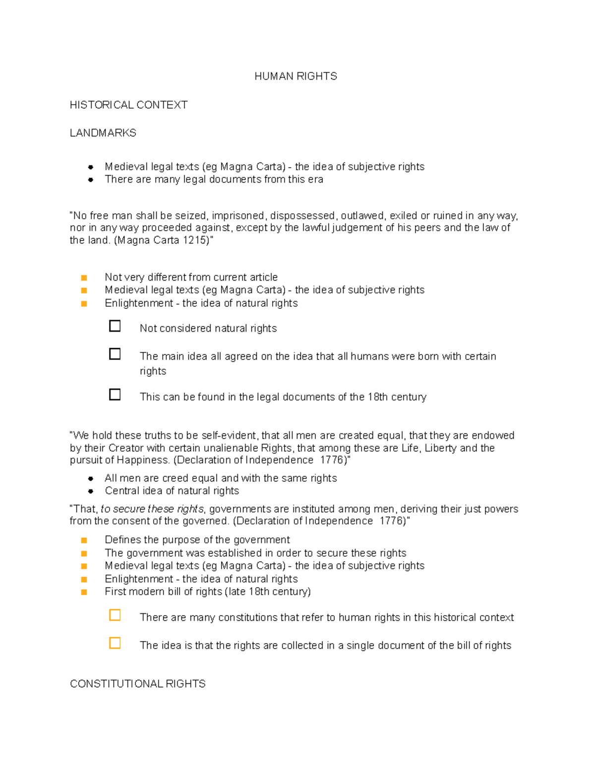Human Rights - Administrative Law Lecture notes annotated from the ...