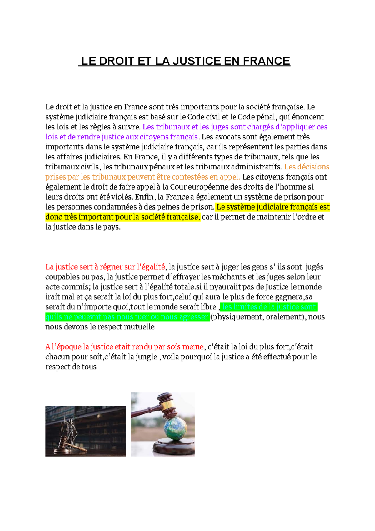 Droit et justice - cour - LE DROIT ET LA JUSTICE EN FRANCE Le droit et ...