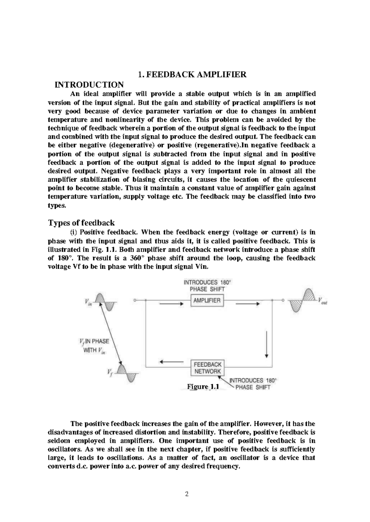 Feedback Amplifier Figure 1. 1. FEEDBACK AMPLIFIER INTRODUCTION An