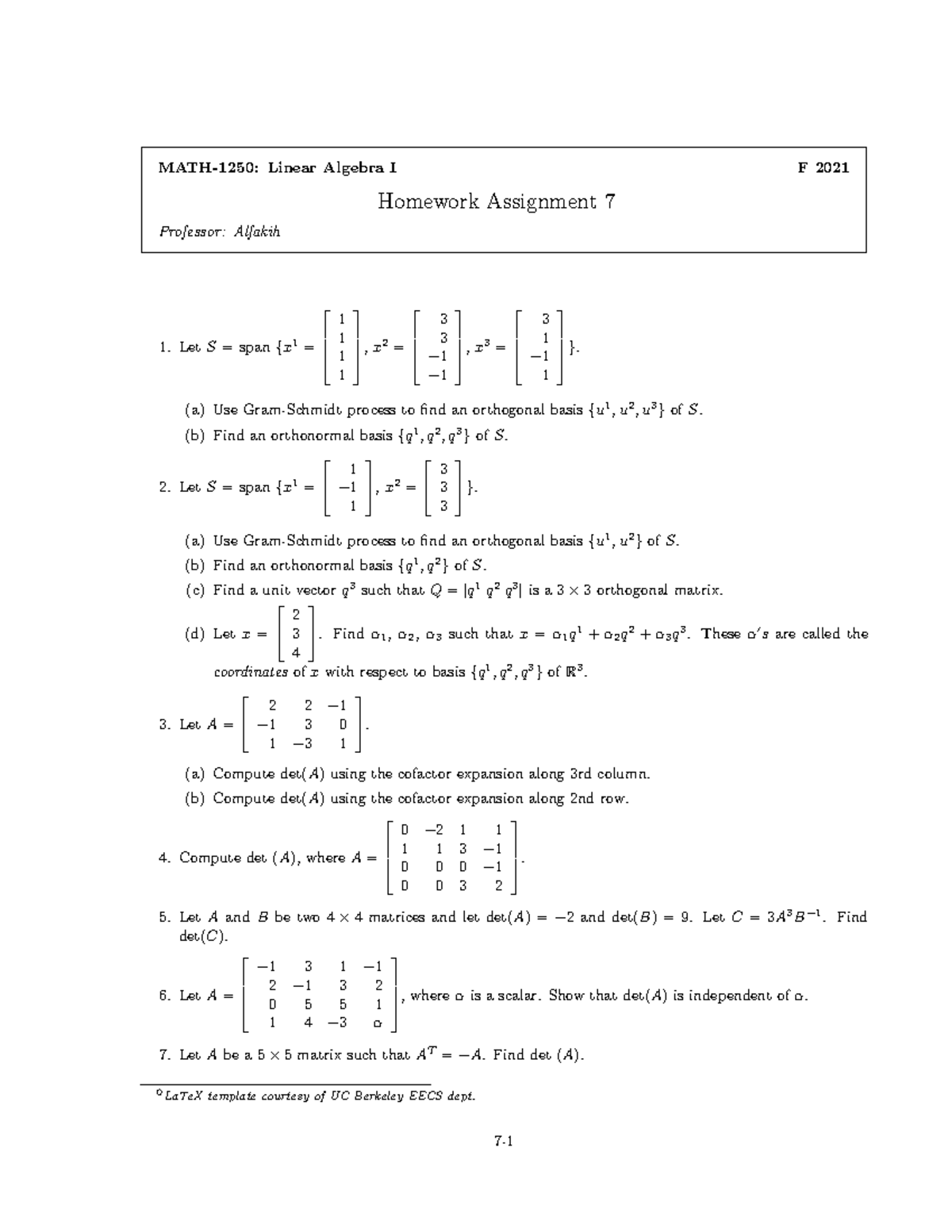 linear algebra assignment