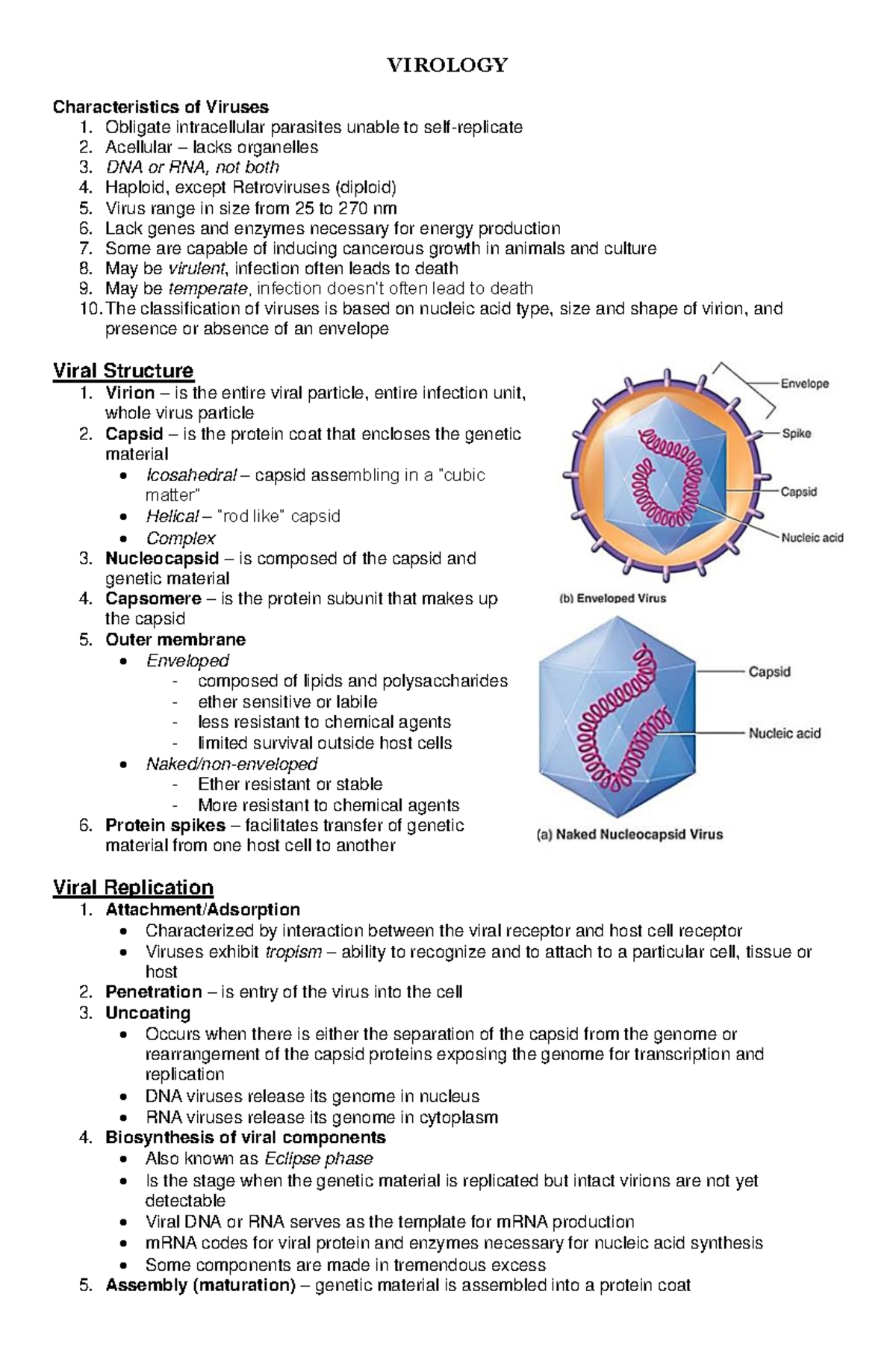 Virology VIROLOGY Characteristics Of Viruses 1 Obligate 