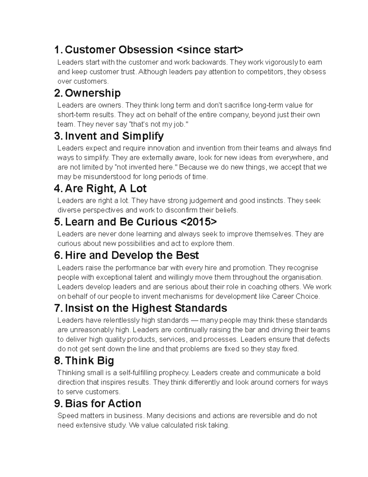 Amazon - 1. Customer Obsession Leaders start with the customer and work ...