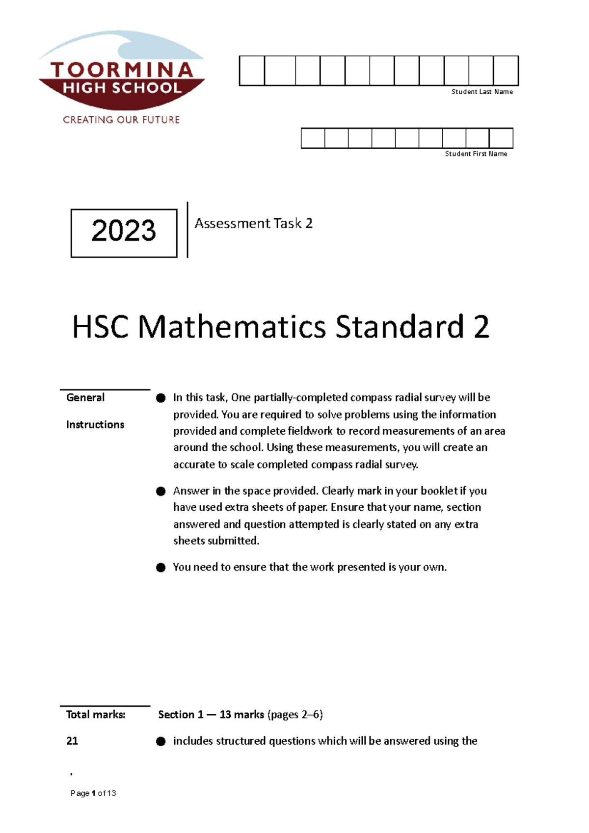 Assessment Task 2 - jajsj - Student Last Name Student First Name HSC ...