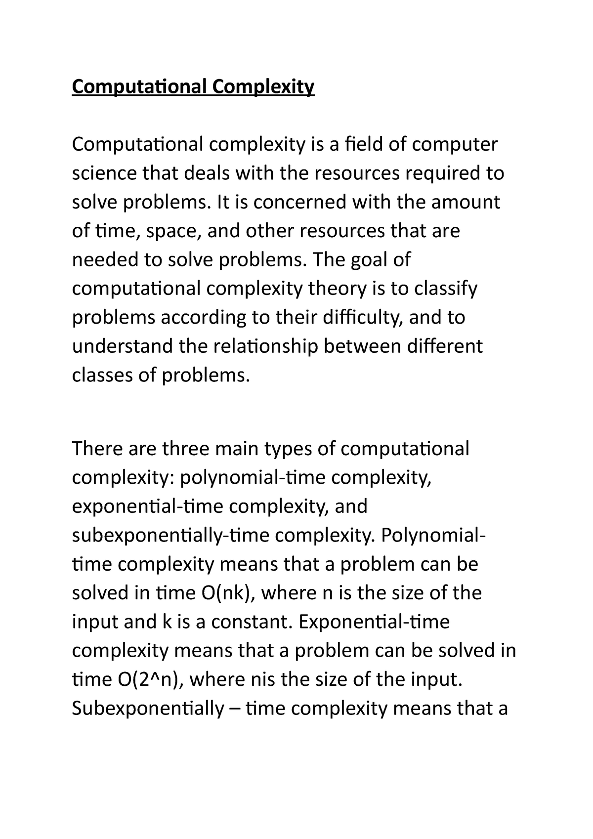 Computational Complexity - Computational Complexity Computational ...