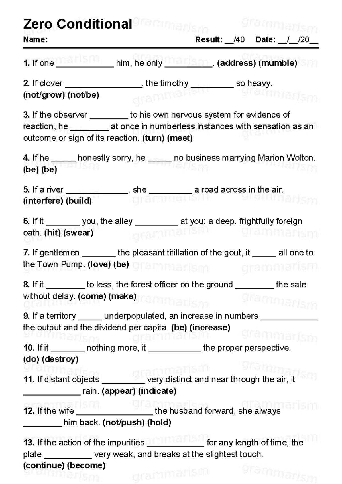 Grammarism zero conditional test 29 1513522 - Zero Conditional Name ...